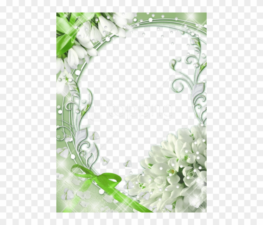 Free Png Green- Frame With Snowdrops Background Best - Snowdrops Frame Clipart