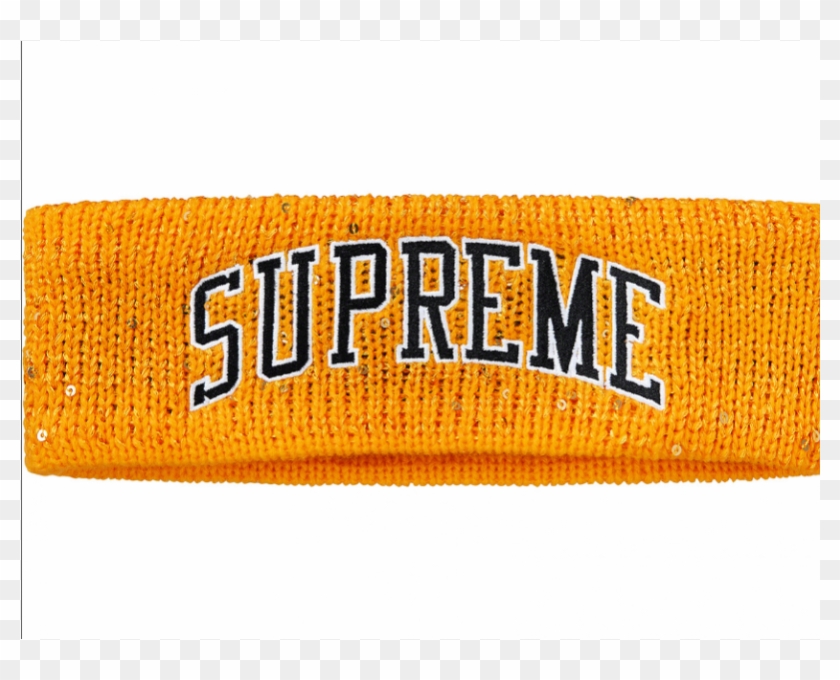 Supreme New Era Sequin Arc Logo Headband - Label Clipart #5736517