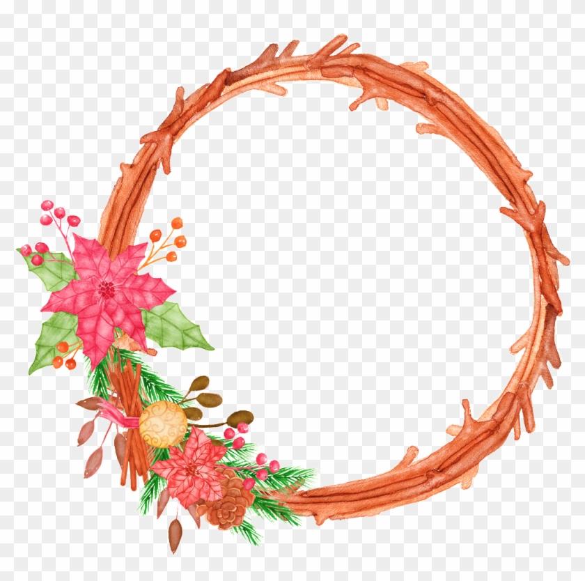 This Graphics Is Hand Painted Red Maple Leaf Wreath - Floral Design Clipart