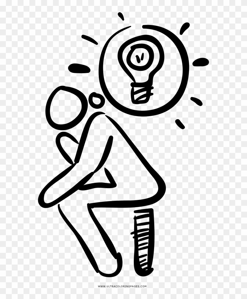 Thinking Coloring Page - Line Art Clipart