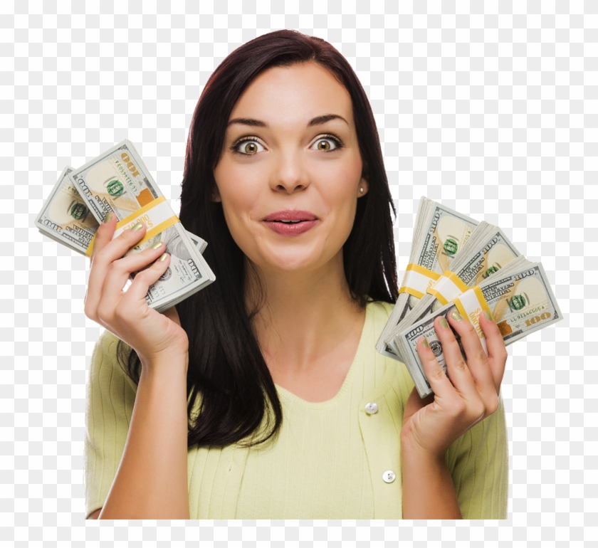Woman Holding Money Png - Woman Holding Money Transparent Background Clipart