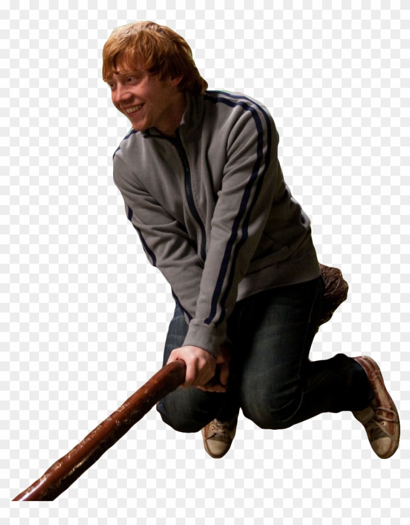 Transparent Ron Weasley Riding A Broomstick - Ron Weasley On A Broom Clipart