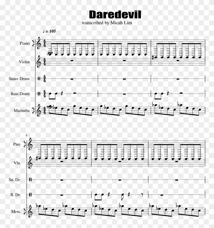 Daredevil Netflix Opening Theme - Daredevil Sheet Music Piano Numbers Clipart #5740156
