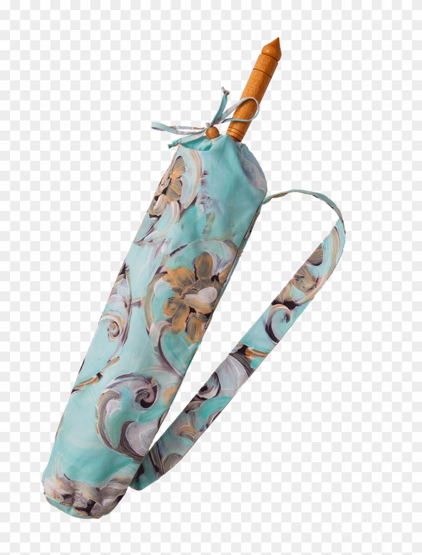 Lily-lark Aqua And Gold Scroll Print Handcrafted Bamboo - Tote Bag Clipart #5740846