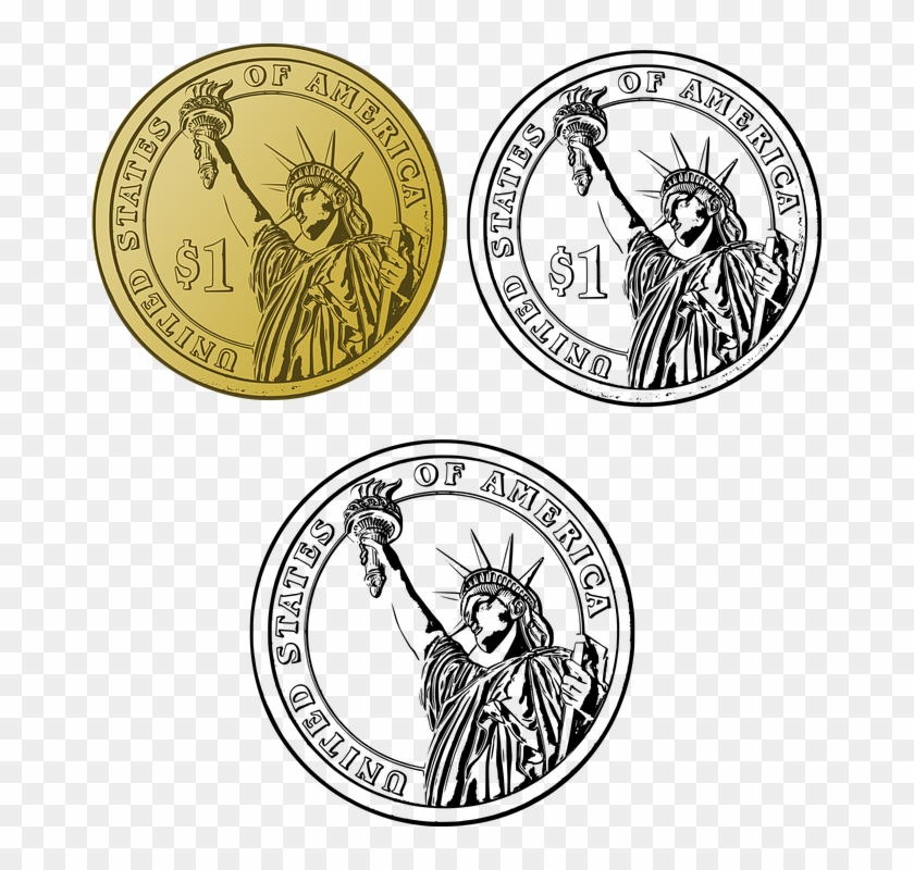 Dollar Coin Money Liberty America Seal Statue - Indian Vs Us Economy Clipart #5741647