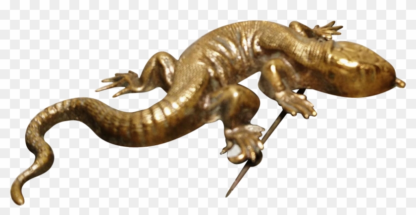 Rare Antique Ormolu Komodo Dragon Brooch, Oriental - Alligator Lizard Clipart #5743181