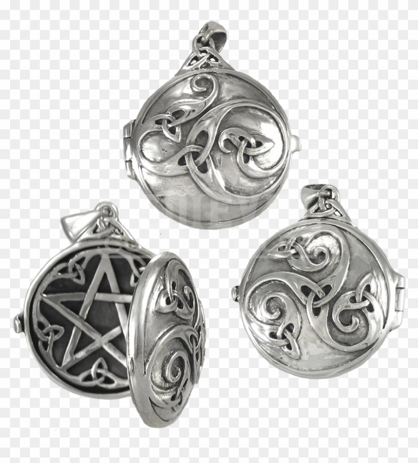 Silver Celtic Swirl Locket With Hidden Pentacle - Locket Clipart