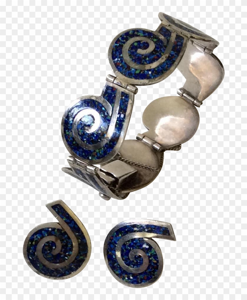 Margot De Taxco Sterling Silver And Enamel Swirl Bracelet - Pendant Clipart #5743664