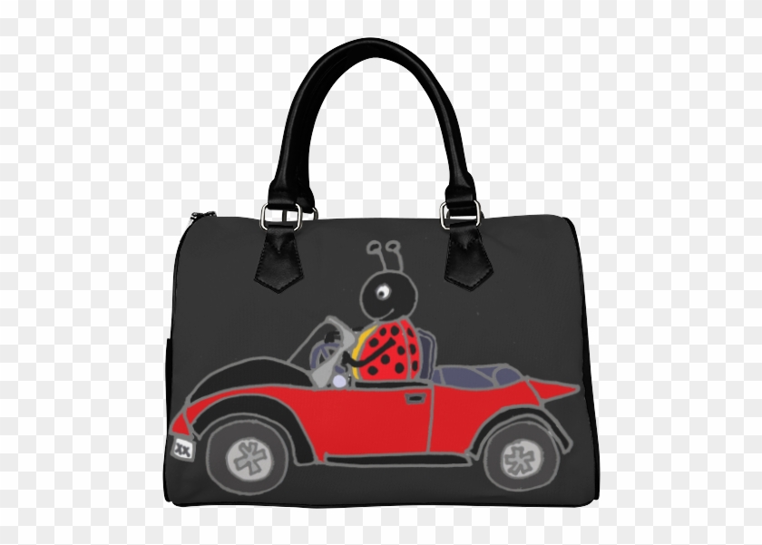 Funny Ladybug Driving Red Convertible Car Boston Handbag - Handbag Clipart #5745608