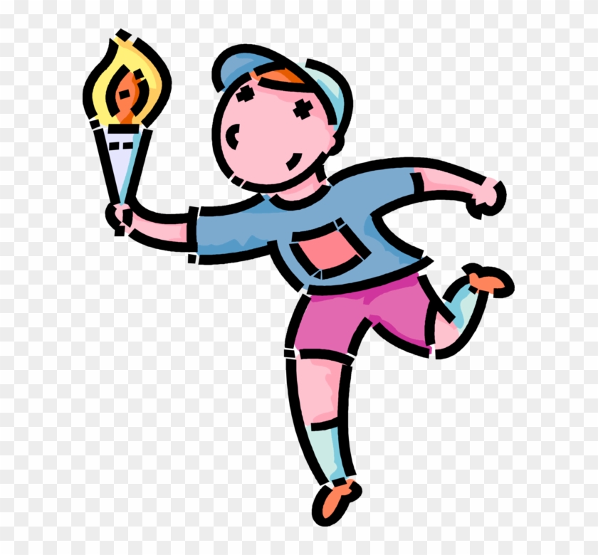 Vector Illustration Of Primary Or Elementary School - Antorcha Olimpica Con Niño Clipart #5748379