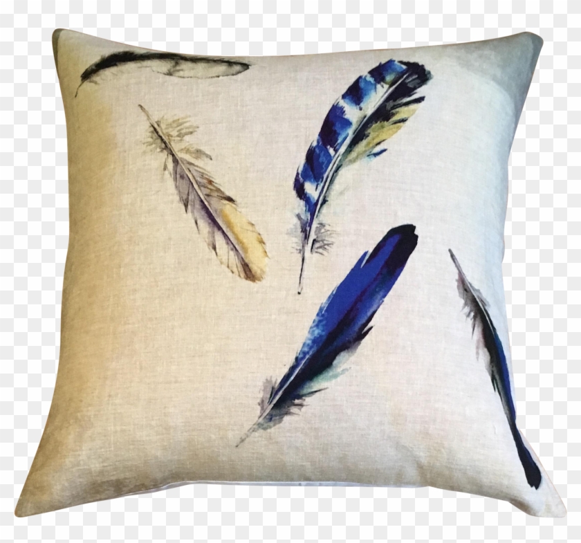 Watercolor Feathers Pillow On Chairish - Cushion Clipart #5748547