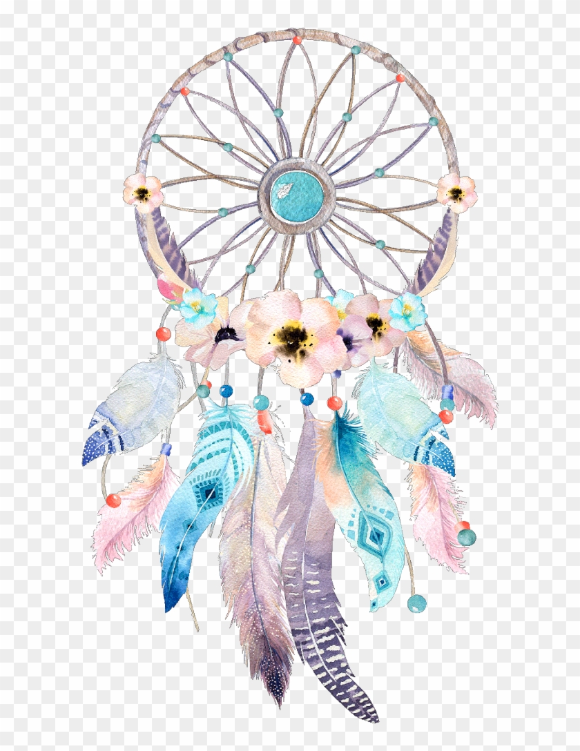 #dreamcatcher #watercolor #flower #wonderland #fairytale - Clipart Boho Dream Catcher - Png Download