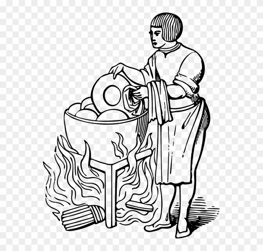 Drawing Of Woman Washing Dishes Clipart