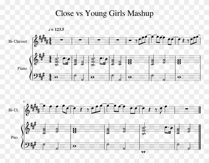 Nick Jonas Close Vs Bruno Mars Young Girls - Christmas Medley Piano Sheet Clipart #5748837