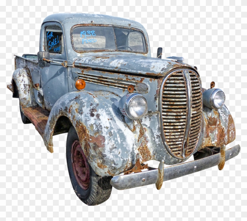 Old Car Isolated Rusted Oldtimer Usa Scrap Broken - Antique Car Clipart