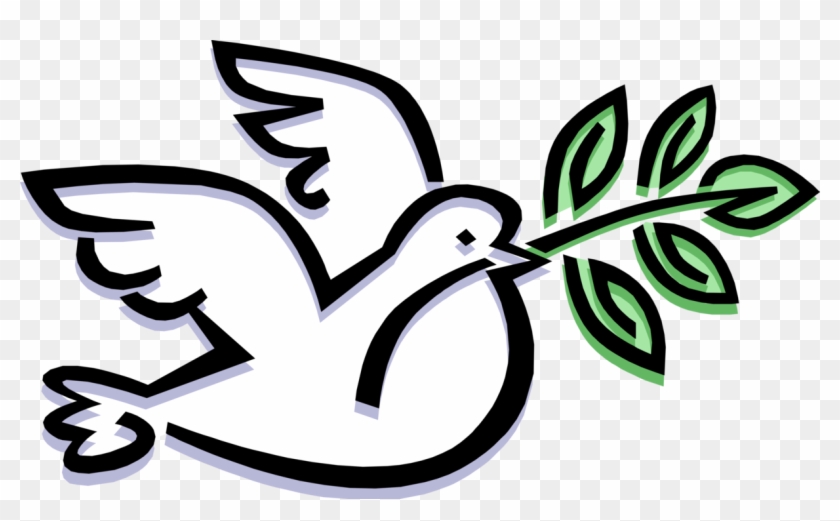 Vector Illustration Of Feathered Bird Peace Dove Carries - Quaker Society Of Friends Clipart