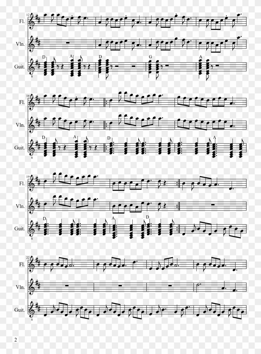 Happy No Theme 12/8 Sheet Music 2 Of 3 Pages - Fairy Tail Happy Theme Flute Clipart