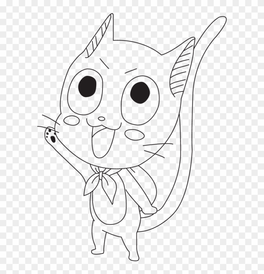 Fairy Tail Lineart Happy - Cartoon Clipart
