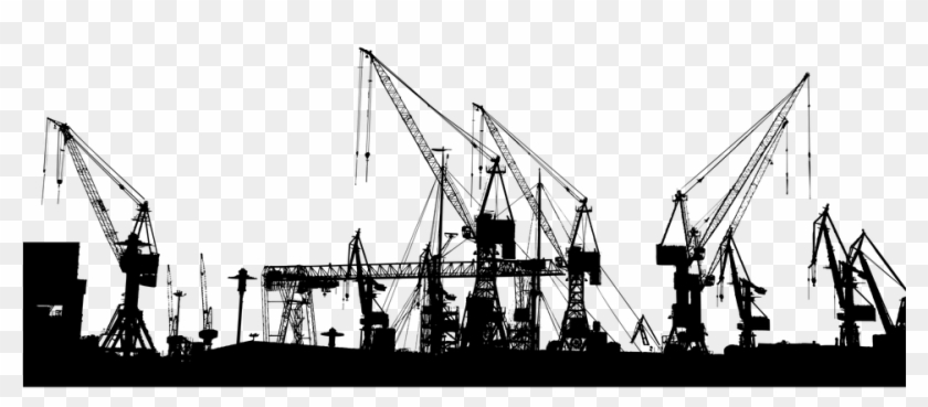 Hamburg Germany Silhouette Cranes Europe City - Industrial Silhouette Clipart