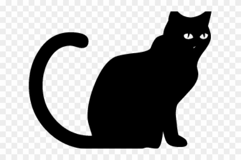 Black Cat Silhouette - Cat Sitting On Wall Art Clipart #5754949