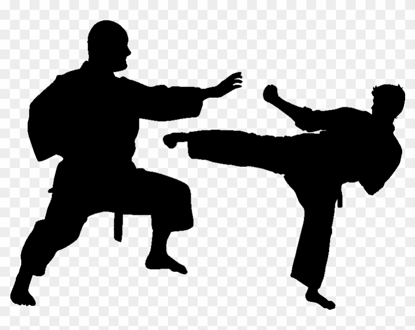 Sticker Combat De Karate Pour Pc Ambiance Sticker Kc3973 - Karate Side Kick Silhouette Clipart #5755174