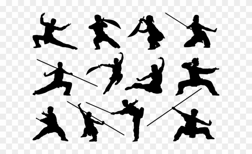 Wushu Silhouette Vector - Chinese Kung Fu Silhouette Clipart #5755310