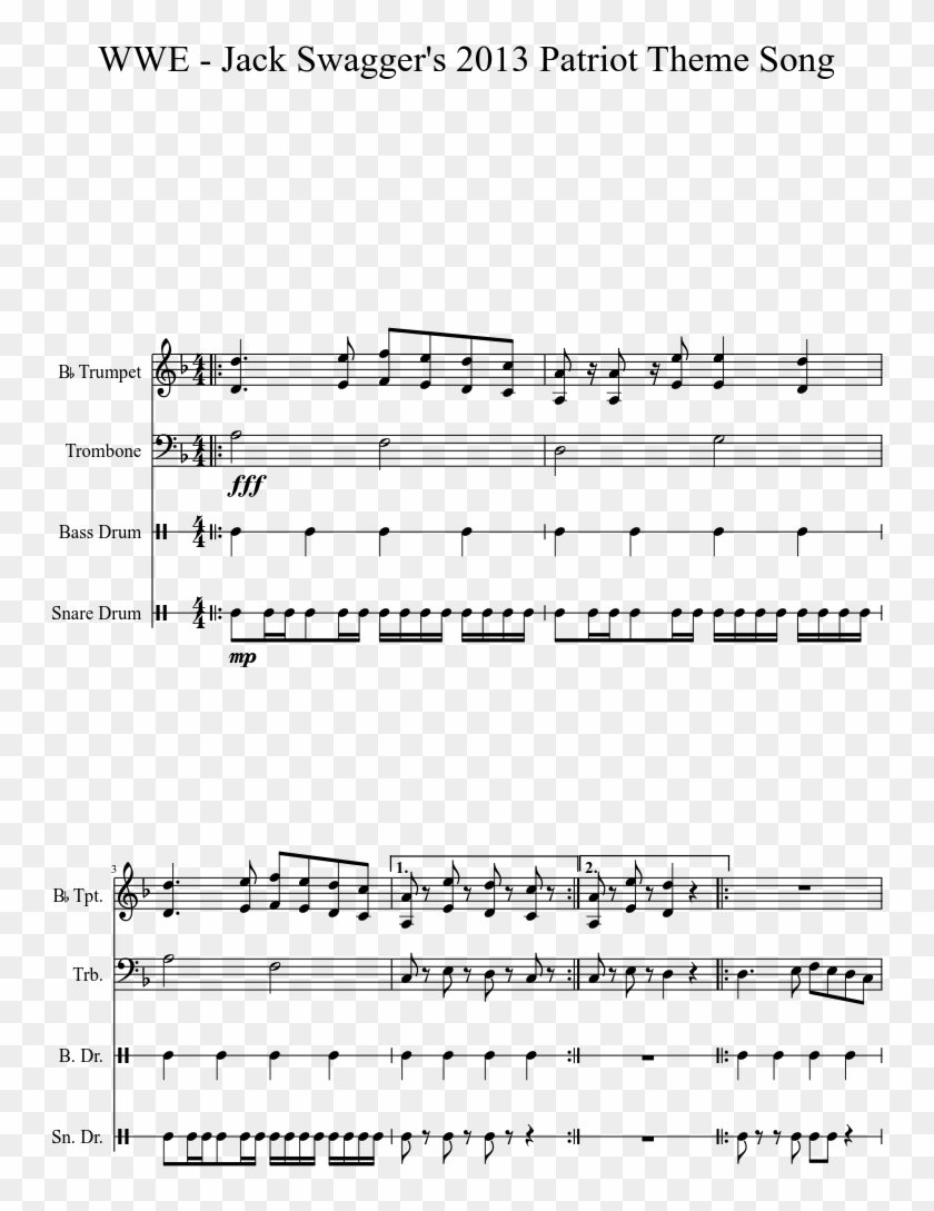 Jack Swagger's 2013 Patriot Theme Song Sheet Music - Oh Canada On Alto Sax Clipart