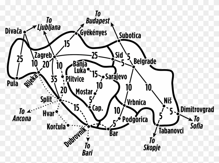 Balkans Rail Passes - Croatia Train Map Clipart