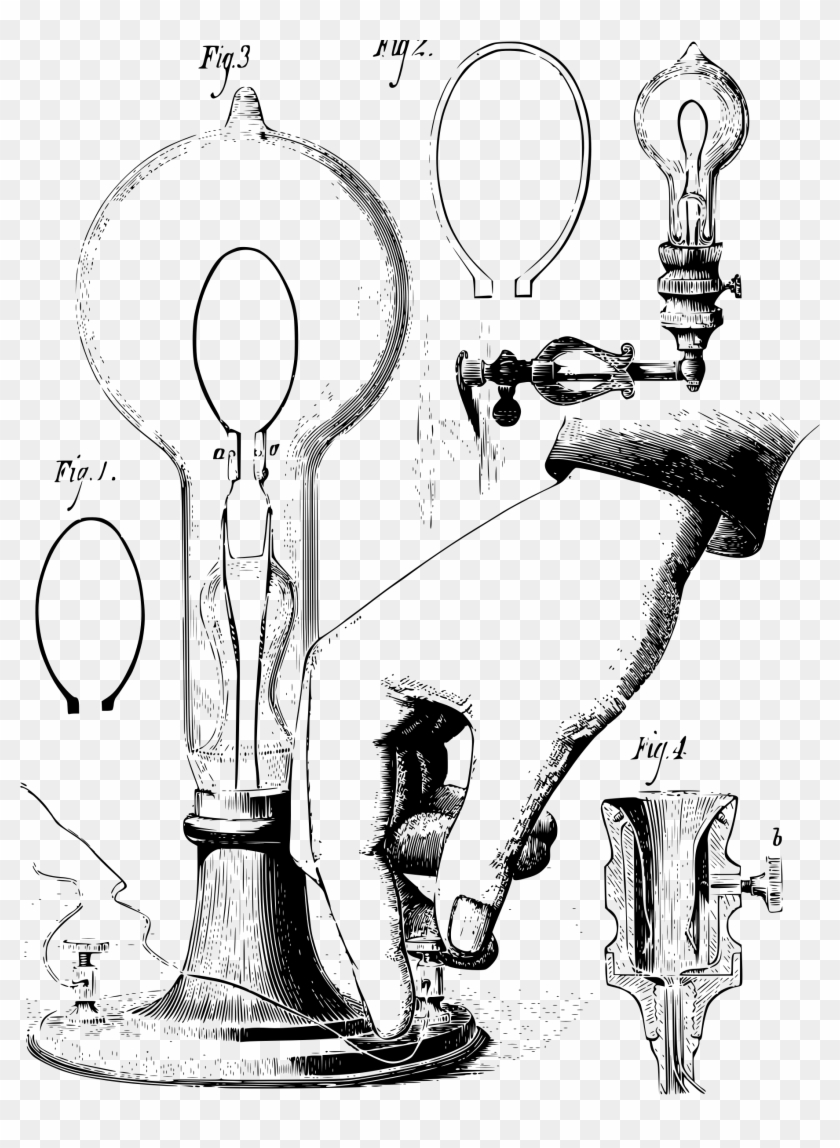 This Free Icons Png Design Of Edison's Lamp - Vintage Light Bulb Illustration Clipart