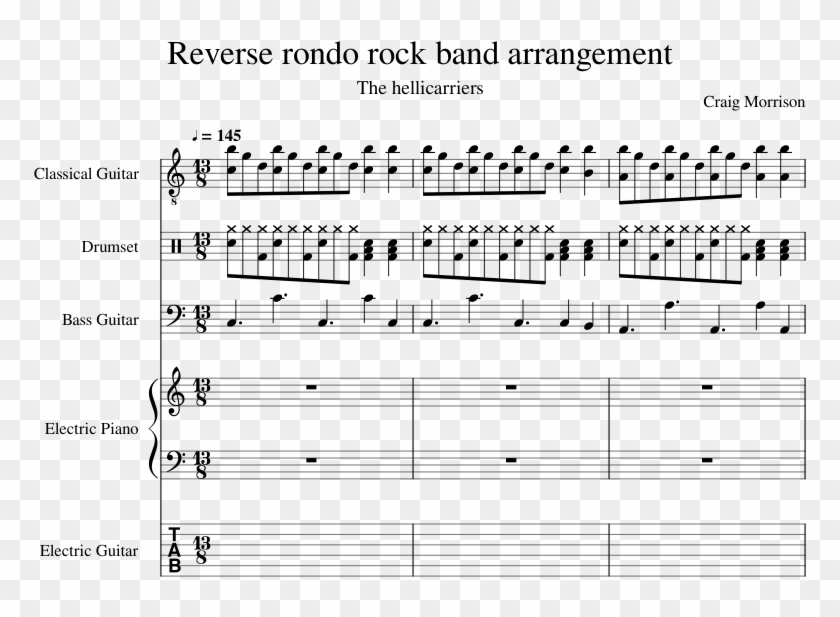 Reverse Rondo Rock Band Arrangement Sheet Music For - Sheet Music Clipart #5761742
