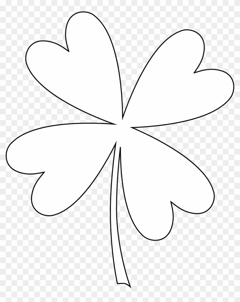 Four Leaf Clover Coloring Page - Shamrock Clipart