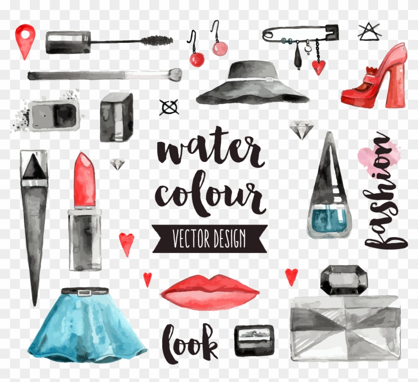 Collection Of Free Makeup Download On Ubisafe - Hand Drawn Watercolor Icons Clipart