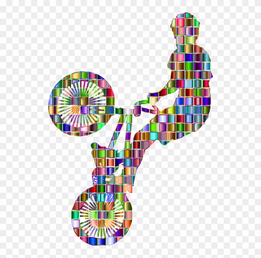 Bmx Bicycle Sports Cycling - Mosaic Silhouettes Clipart