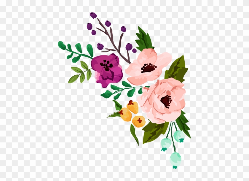 Floral Clipart Rustic Flower - Flower Watercolor Vector Png Transparent Png #5767744