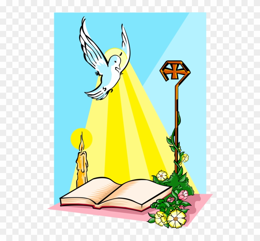 Vector Illustration Of Holy Spirit Dove Descending Clipart