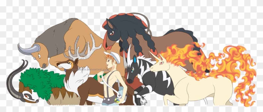 A Half-body Team Of My Courier Oc - Rapidash Zebstrika And Mudsdale Clipart #5768989