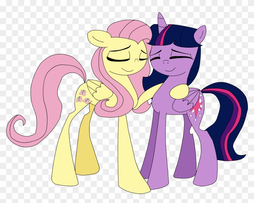 Fluttershy And Twilight Hugging By Katkakakao On - Cartoon Clipart
