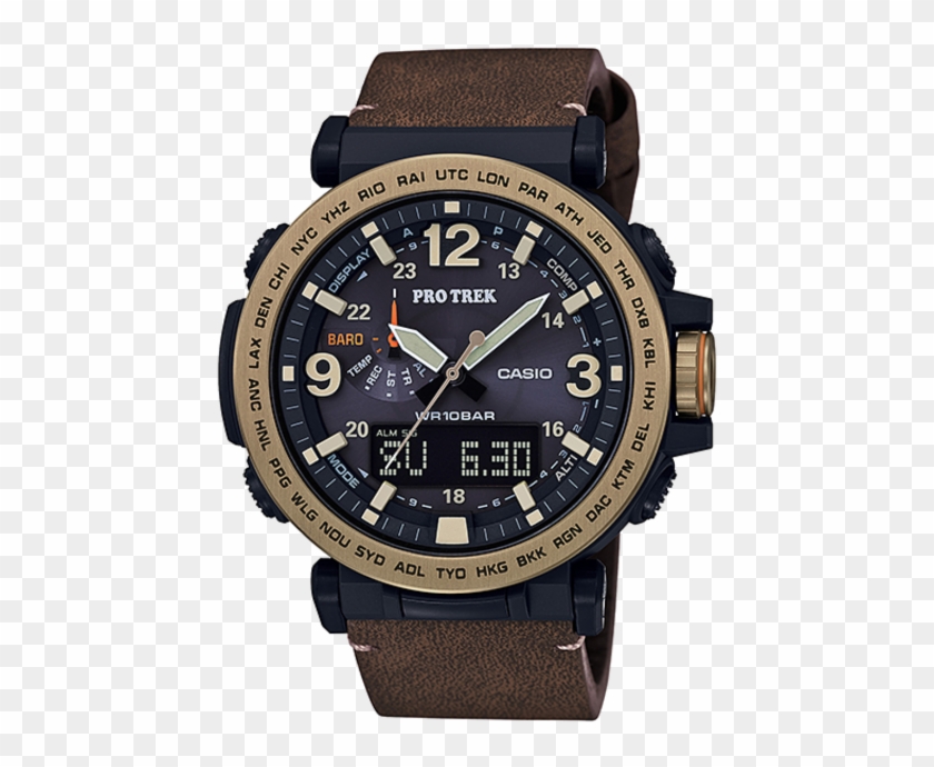 Casio Men's Pro Trek Prg 600yl-5 Brown Leather Quartz - Prg 600yl 5 Clipart #5771369