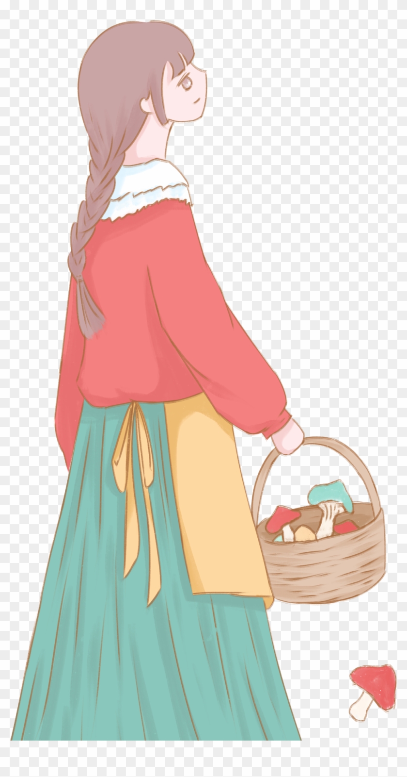 Carácter Niña Seta Png Y Psd - صور فتاة تحمل سله Clipart #5773720