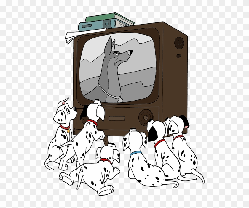 101 Dalmatians Puppies Clip Art Disney Clip Art Galore - Disney Characters Watching Tv - Png Download #5774336