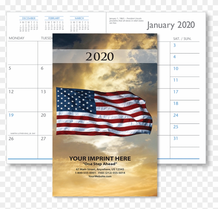 Picture Of American Flag Monthly Pocket Planner - Flag Of The United States Clipart #5774510