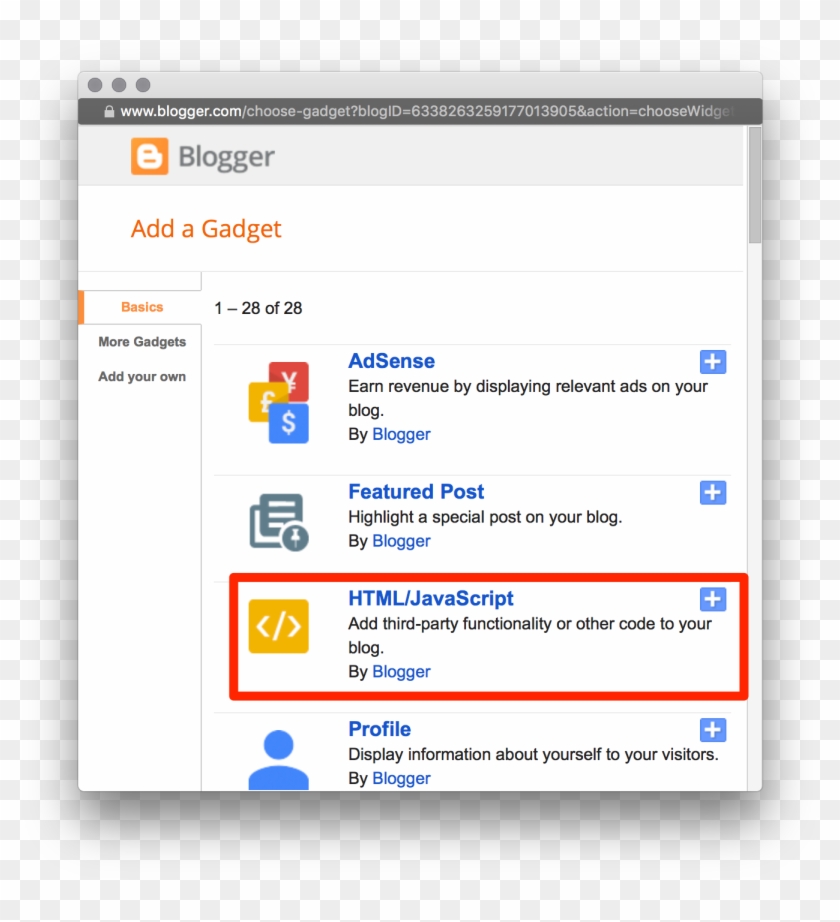 Add Gadget In Blogger Clipart
