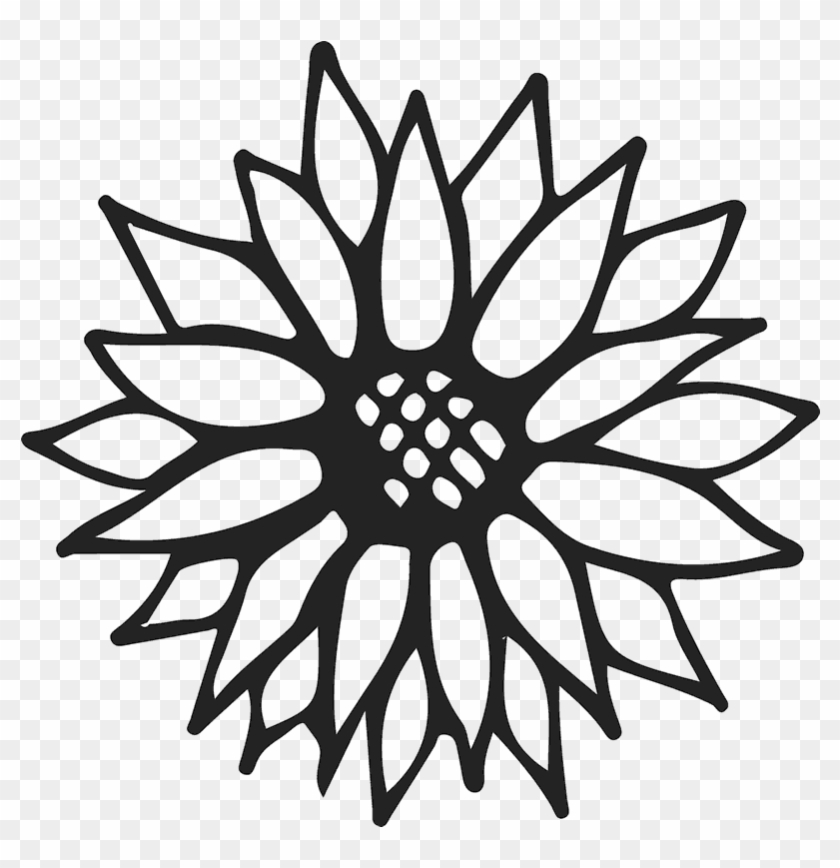 Sunflower Outline Rubber Stamp - Free The Word Gif Clipart #5779732