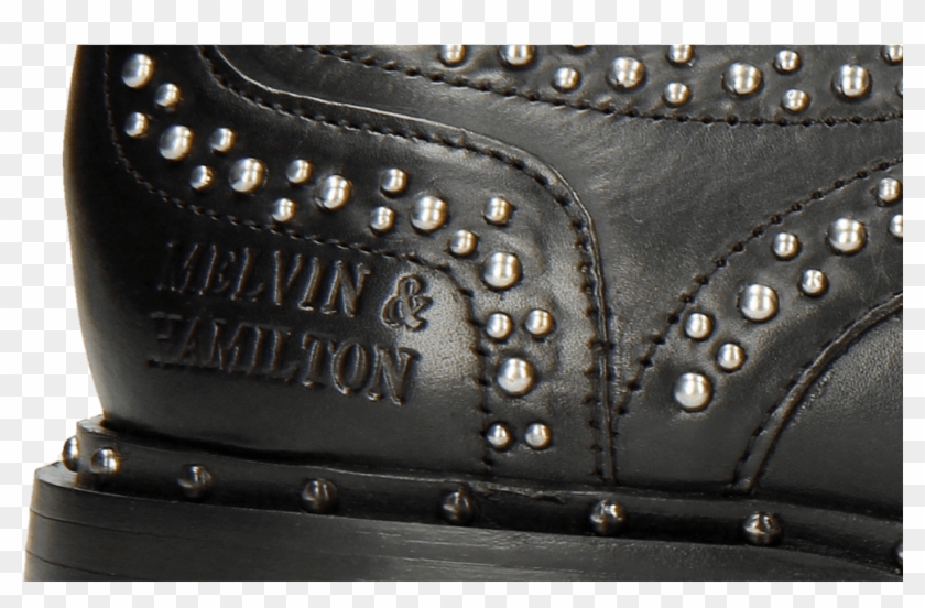 Derby Shoes Sally 53 Black Rivets Outside - Leather Clipart