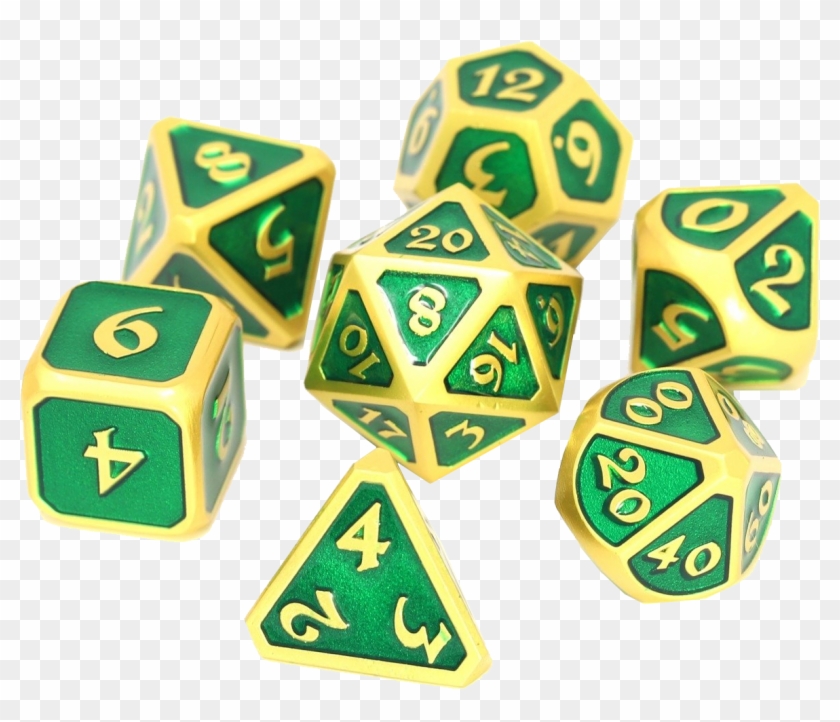 Die Hard Dice 7 Die Set Mythica Satin Gold Emerald - Diehard Mythica Aquamarine Clipart