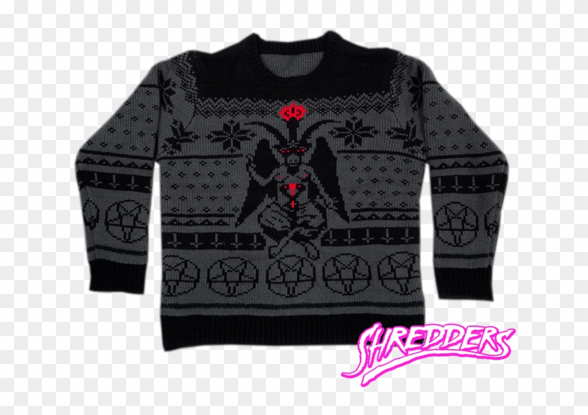 Satanic Knit Baphomet Sweater Shredder Satan Jumper - Baphomet Christmas Sweater Clipart #5785823