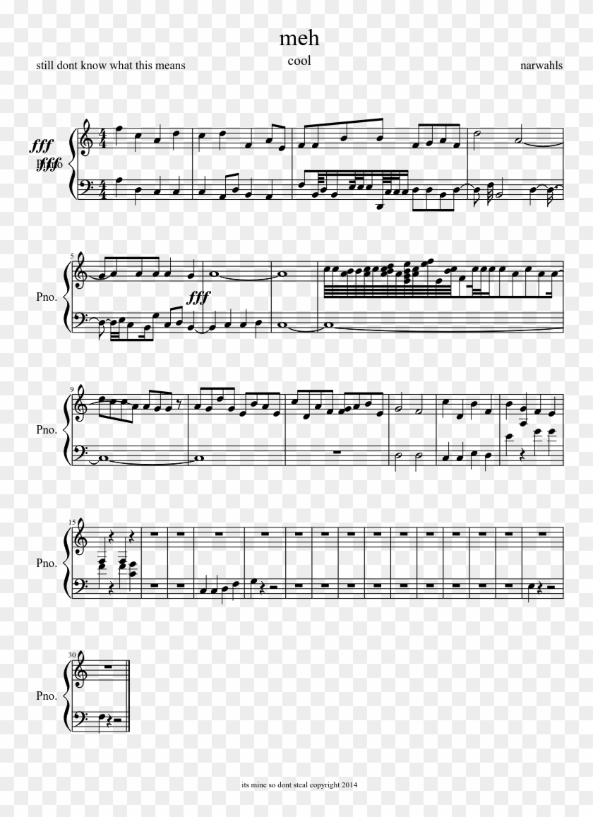 Meh Sheet Music Composed By Narwahls 1 Of 1 Pages - Kakariko Village Sheet Music Clipart #5787569