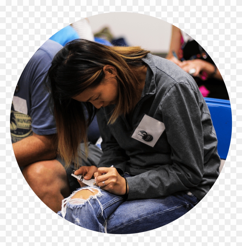 Educator Writing On A Retreat Card - Sitting Clipart