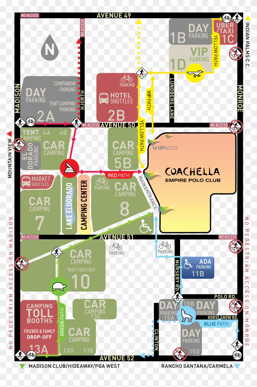 Venue Parking Camping Camping Center Directions - Coachella Stage Map 2019 Clipart #5788769