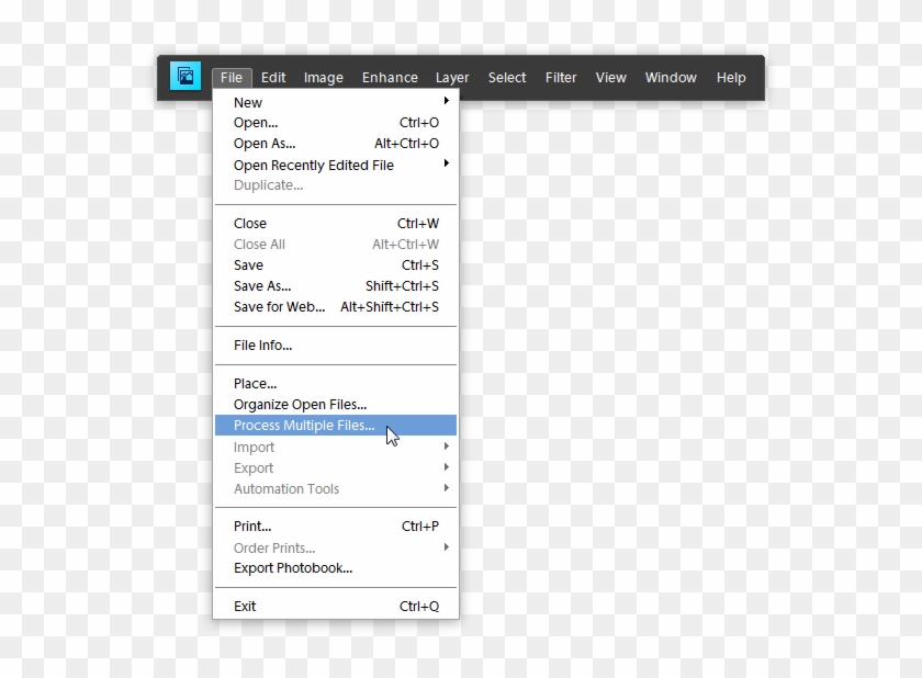 Photoshop Image Processor Png - File Menu In Photoshop Cs6 Clipart